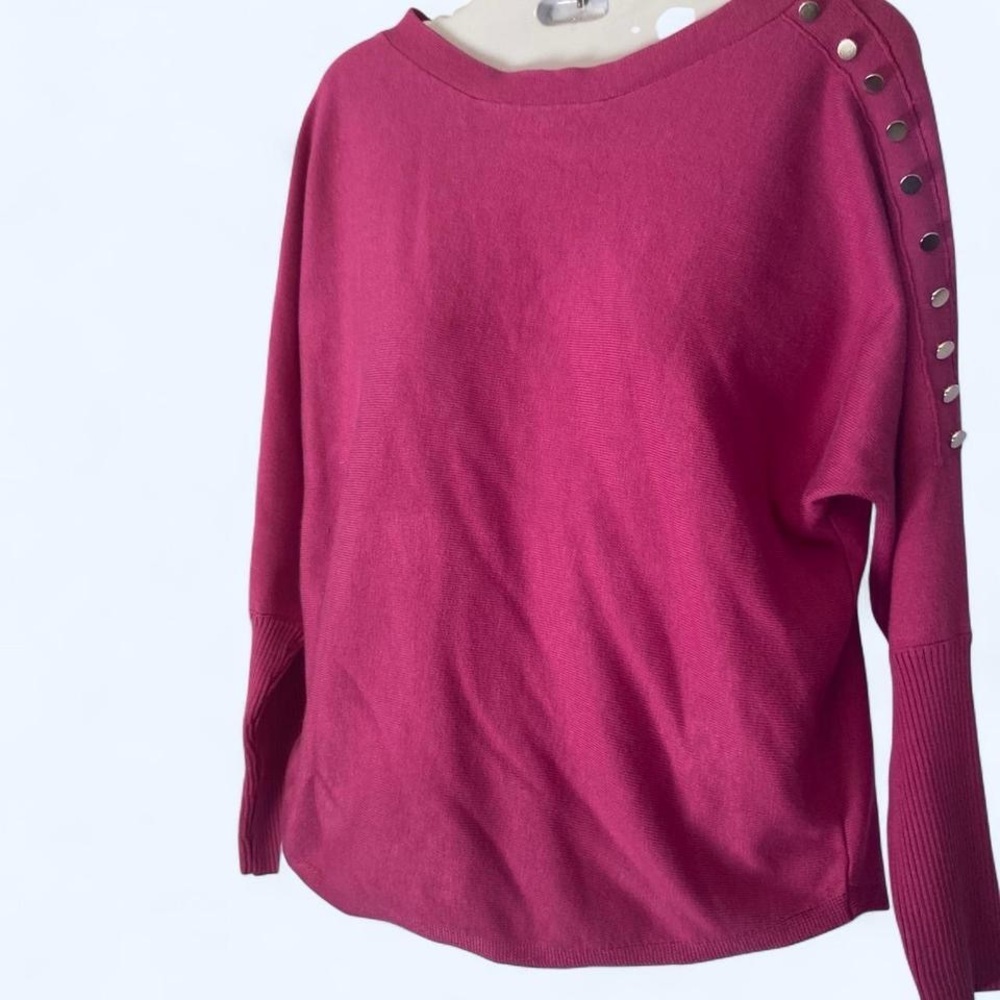 Hot pink Truth pullover sweater with silver studs on the sleeves NWT XS